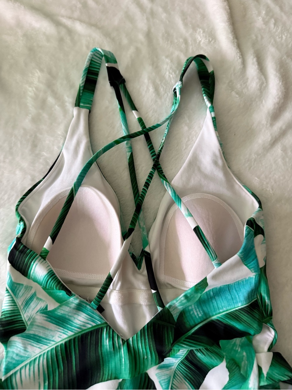 LA Hearts By PACSUN Green Leaf White Side Cut Outs One Piece Swimsuit XS - Picture 9 of 11